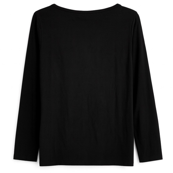 NWT Chico’s Black Top Square Neck 3/4 Sleeve Classic Knit Tee Size 1 (Medium) - Picture 3 of 5